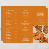 Restaurant Takeout Logo Oranje Tri-voudig Menu (Voorkant / Achterkant)