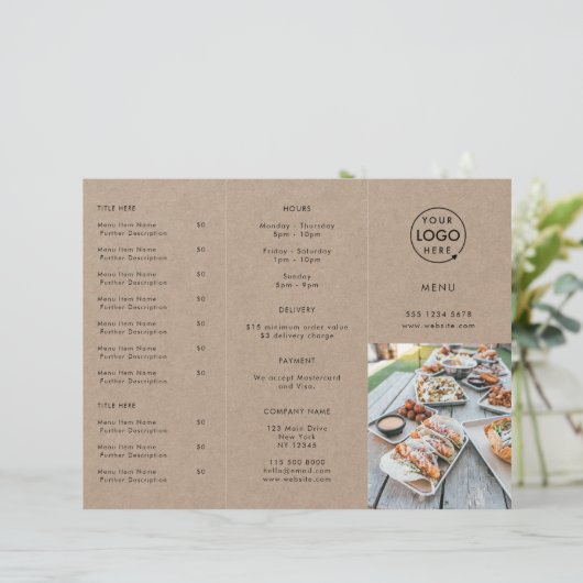 Restaurant Takeout | Menu Rustique Kraft Takeaway (Debout devant)