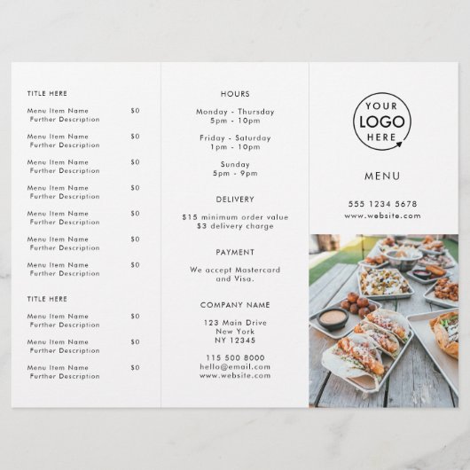 Restaurant Takeout | Modern menu Foto Takeaway (Voorkant)