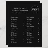 Restaurant Takeout Restauration Black Logo Menu (Devant / Derrière)