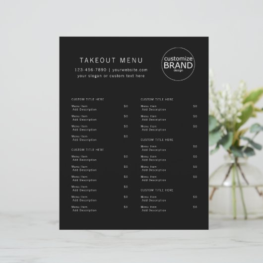 Restaurant Takeout Restauration Black Logo Menu (Debout devant)
