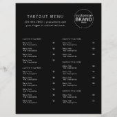 Restaurant Takeout Restauration Black Logo Menu (Devant)