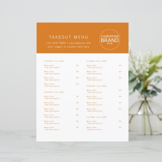 Restaurant Takeout Restauration Logo Orange Menu (Debout devant)