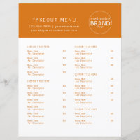 Restaurant Takeout Restauration Logo Orange Menu
