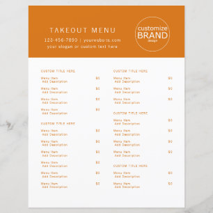 Restaurant Takeout Restauration Logo Orange Menu