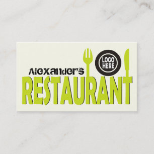 Restaurant tekst bestek bord zwart limoen ivoor visitekaartje