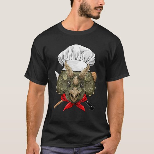 Restaurant Triceratops Chef Cook Kitchen Cooking   T-shirt (Voorkant)