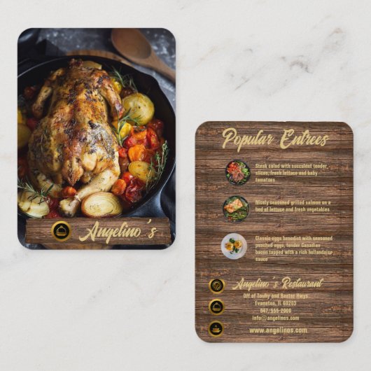 Restaurant visitekaartje met entrees (Voorkant / Achterkant)