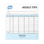 Restaurant Weekly Mini Tips Tracker Notepad Notitieblok (Voorkant)