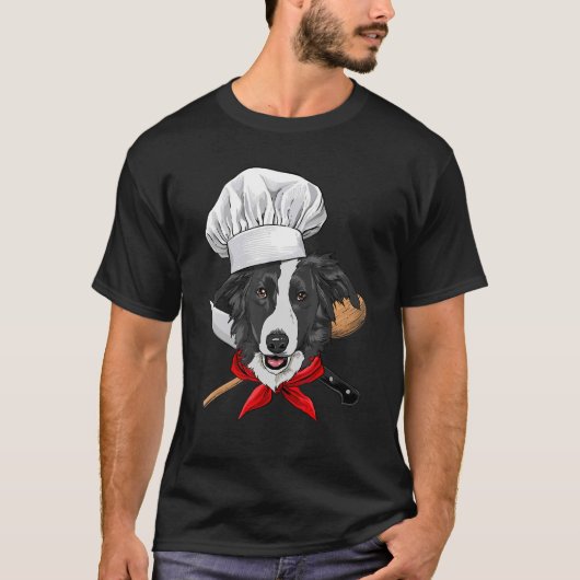 Restaurantgrens Collie Chef Cook Kitchen Koken T-shirt (Voorkant)