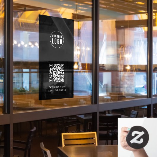 Restaurantkoffie Logo en QR Code Aangepaste kleur  Raamsticker (Restaurant Raam)