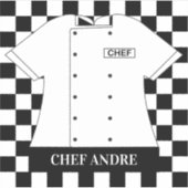 Restaurantkop Chef White Tunic Checkered Squares Sticker (Voorkant)