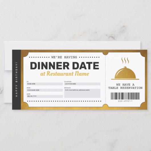 Restaurantreservering Gold Voucher Certificate (Voorkant)