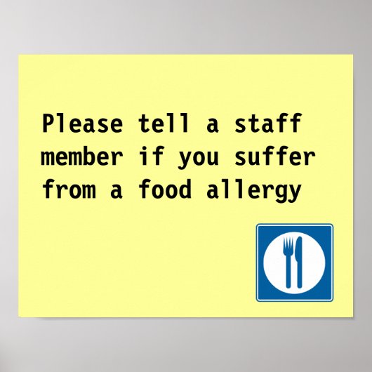 Restaurants Food Allergy Notice Poster (Voorkant)