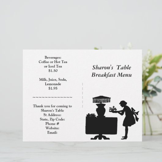 Restaurants, Menu Petit-Déjeuner Personnalisable (Debout devant)