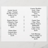 Restaurants, Menu Petit-Déjeuner Personnalisable (Dos)