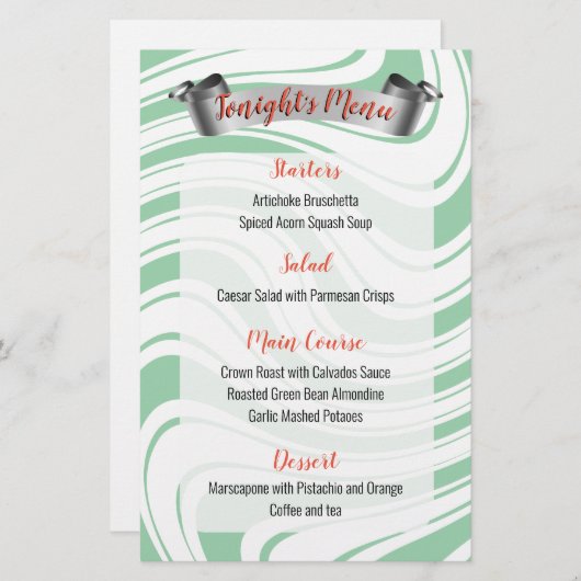 Restauration à la menthe de Noël menu du dîner (Devant / Derrière)