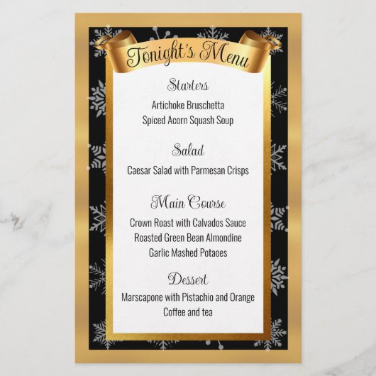 Restauration d'or Faux Menu de Noël (Devant)