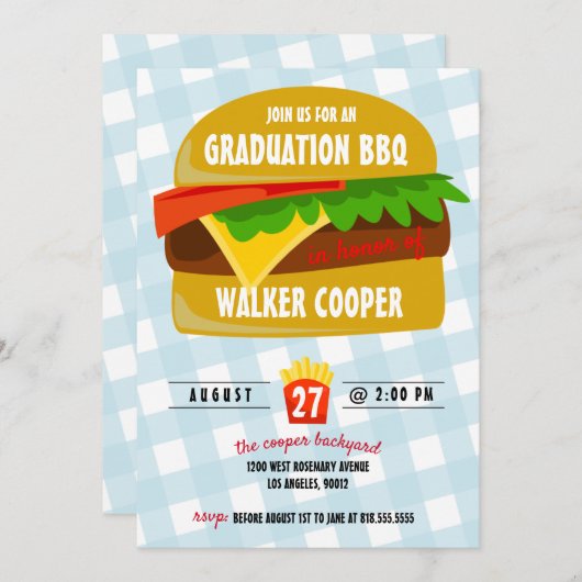 Restauration rapide Invitation à la graduation (Devant / Derrière)