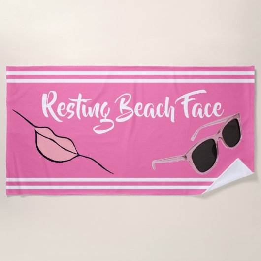 Restend Beach Face Hot Pink Beach Towel Strandlaken (Voorkant)