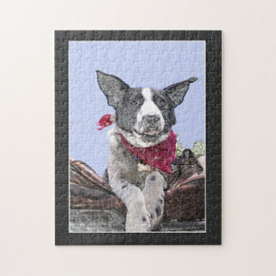 Restende rand Collie Heeler Mix Dog Schetskunst Legpuzzel