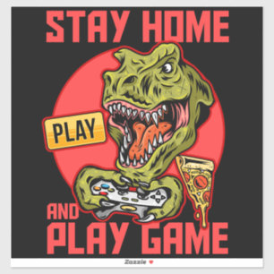 rester à la maison jouer jeux vidéo Sticker Dino