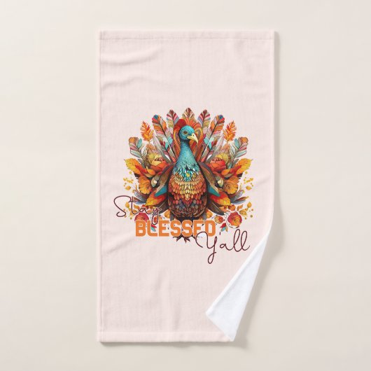 Restez béni Y'all avec une Turquie colorée (Serviette à main)