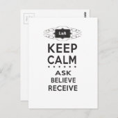 Restez calme - Demandez, Croyez, Recevez Carte Pos (Devant / Derrière)