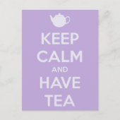 Restez calme et ayez une carte postale pour le thé (Devant)