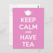 Restez calme et ayez une carte postale Tea Pink (Devant / Derrière)