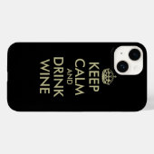 Restez calme et boire du vin iPhone 14 coque (Verso (horizontal))