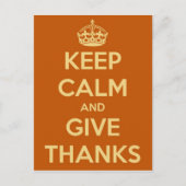 Restez calme et donnez Merci carte postale (Devant)