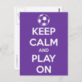 Restez calme et jouez sur une carte postale violet (Devant / Derrière)