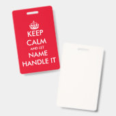 Restez calme et laissez-le manipuler drôle badge d (Avant & arrière)