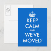 Restez calme et nous avons déplacé la carte postal (Devant / Derrière)