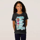 Restez calme et surf sur la brune fille T-shirt (Devant entier)