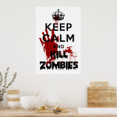 Restez Calme Et Tuez Zombies Poster Blanc (Cuisine)
