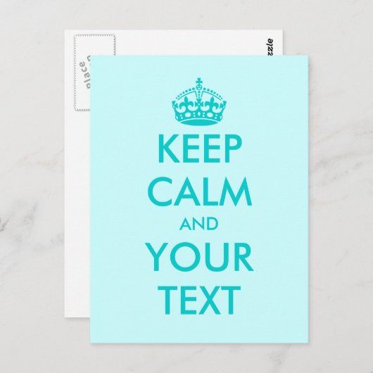 Restez calme et vos cartes postales texte | bleu t (Devant / Derrière)