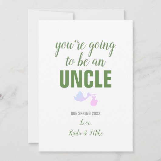 Restez calme Vous êtes un oncle Faire-part de gros (Dos)