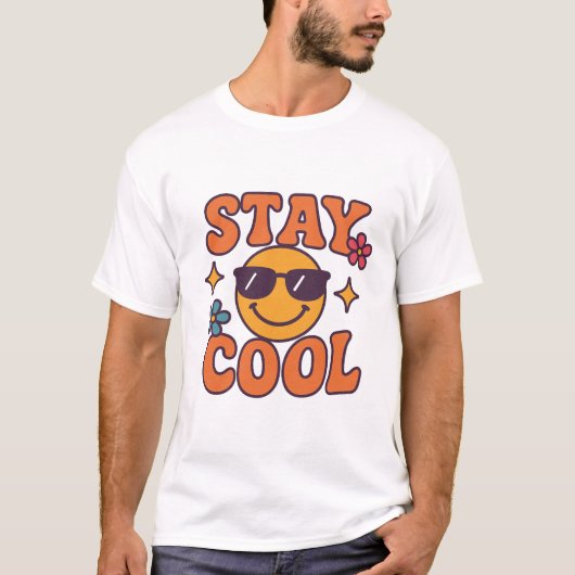 Restez Cool Retro Smiley Face T-Shirt (Devant)
