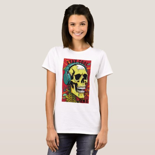 Restez Cool Skull Gen X T-shirt (Devant entier)