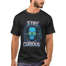 Restez Curieux-futuriste Skull Tech Design T-shirt
