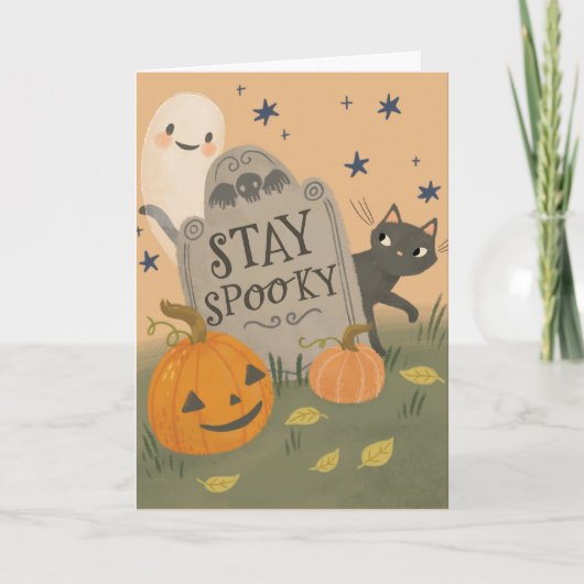 Restez Éffrayant Carte Note Halloween (Devant)