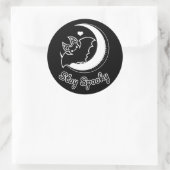 Restez Éffrayant Sticker rond noir (Sac)