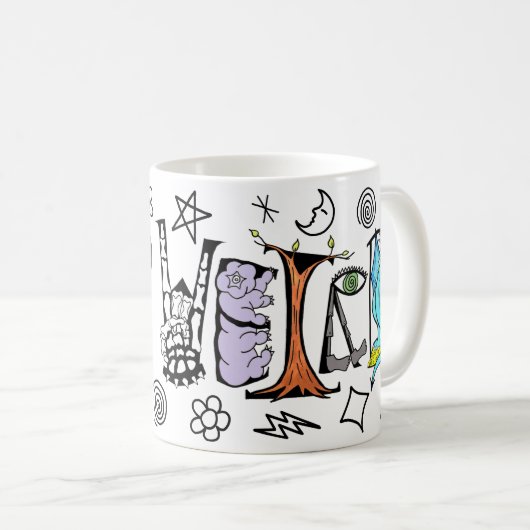 Restez Étrange Mug Avec Des Doodles (Devant droit)