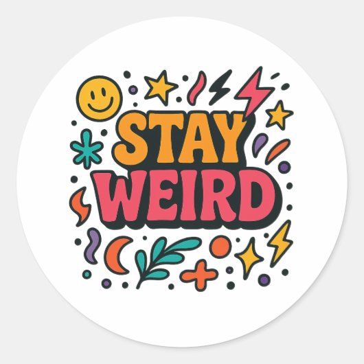 Restez Étrange Sticker Retro Doodle (Devant)