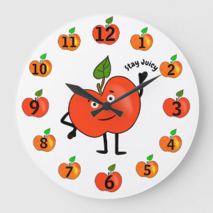 Restez Juteux – Horloge Murale Rouge Pomme Mignonn