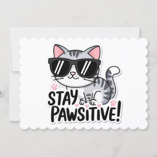 Restez Pawsitive ! Cute Invitation À Thème Chat