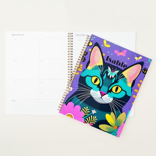 Restez productif et organisé | Design de chat Kitt (Devant avec enveloppe)