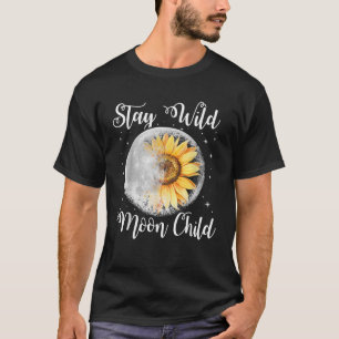 Restez sauvage Lune Enfant Hippie Tshirt tournesol